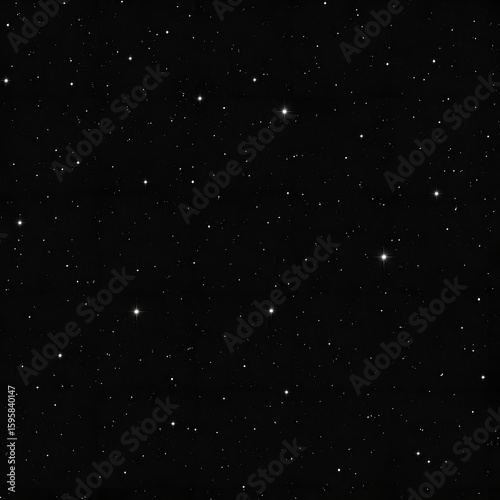 Starry night sky with glowing stars on dark space background, distant galaxy universe view with shining white dots, astronomical stargazing scene, cosmos deep space exploration, nebula concept, and ce