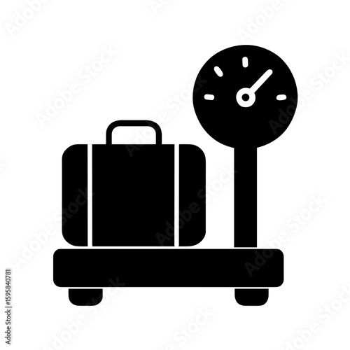 Luggage weighing scale icon (filled) – baggage weight check symbol