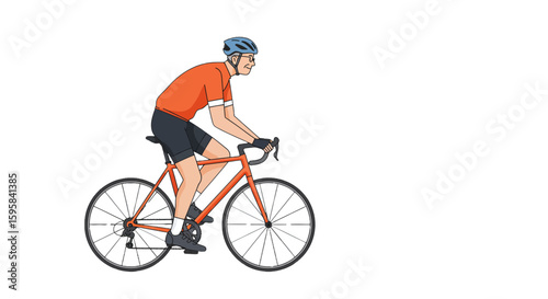 Cyclist silhouette pedaling bicycle with helmet and backpack for fitness and sport