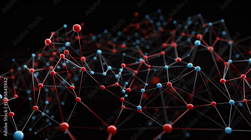 Abstract Network Visualization Red And Blue Nodes Dark Background