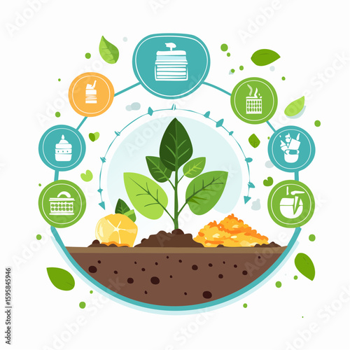 Compost Cycle Plant Growth from Organic Waste Recycling