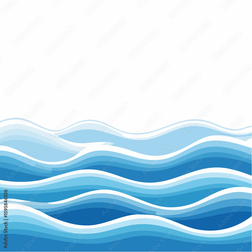 Fototapeta premium Stylized Blue Waves Depicting Water Movement and Fluidity