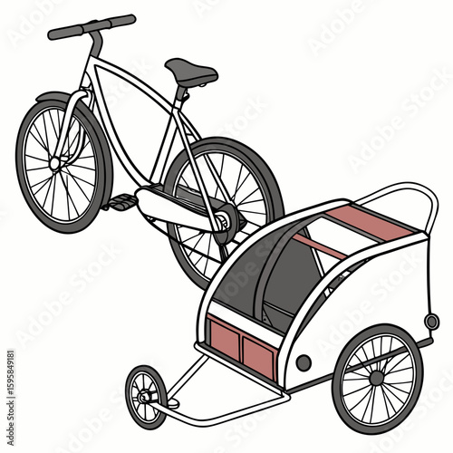 Bicycle with cargo trailer transport wheels