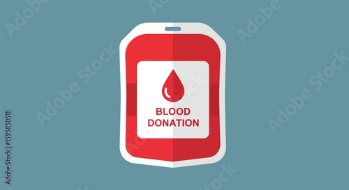 Blood Donation Bag Illustration on Blue