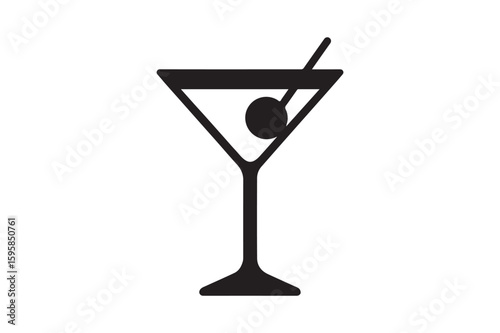Martini glass silhouette vector art illustration on white background