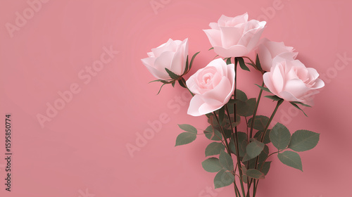Minimalist of a many rose on a pink background clear