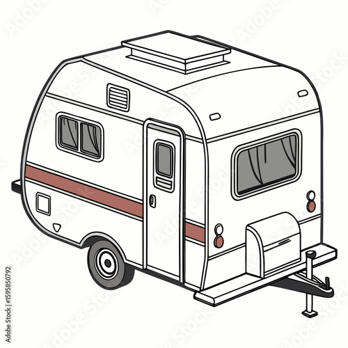 Compact camping trailer with red stripe and windows travel trailer camper