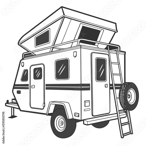 Compact camping trailer with pop up roof camper travel trailer