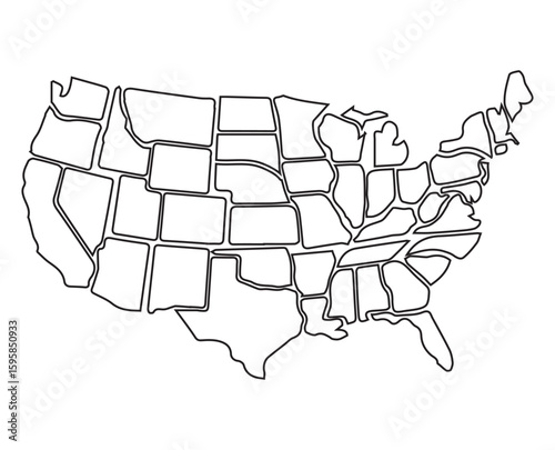 United States Outlined Map with States– High-Resolution Vector Map of the United States of America.