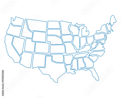 United States Outlined Map with States– High-Resolution Vector Map of the United States of America.