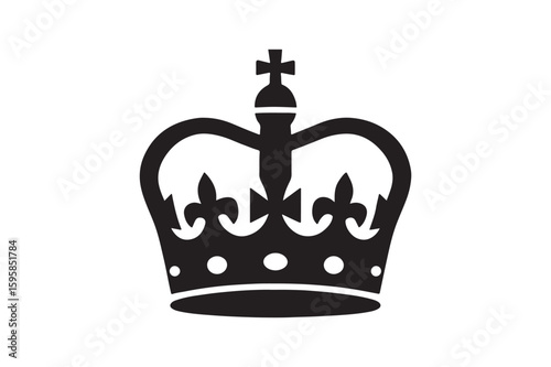 British royal crown silhouette vector art illustration on white background