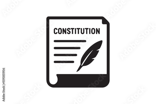 Constitution document silhouette vector art illustration on white background