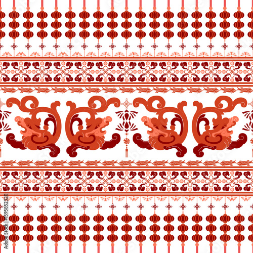 Chinese seamless pattern. Vector illustration design digital file download for print, printable, wallpaper, background, texture, textile and many projects.