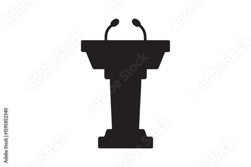 Historic speech podium silhouette vector art illustration on white background