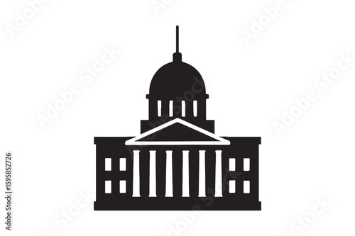 Parliament building silhouette vector art illustration on white background