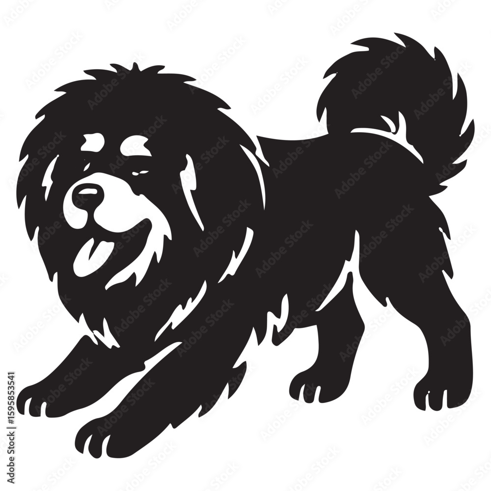 Obraz premium Playful Tibetan Mastiff Playing Pose Vector Art Design