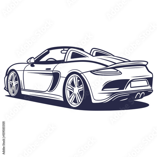 Sleek dark blue convertible sports car roadster luxury vehicle