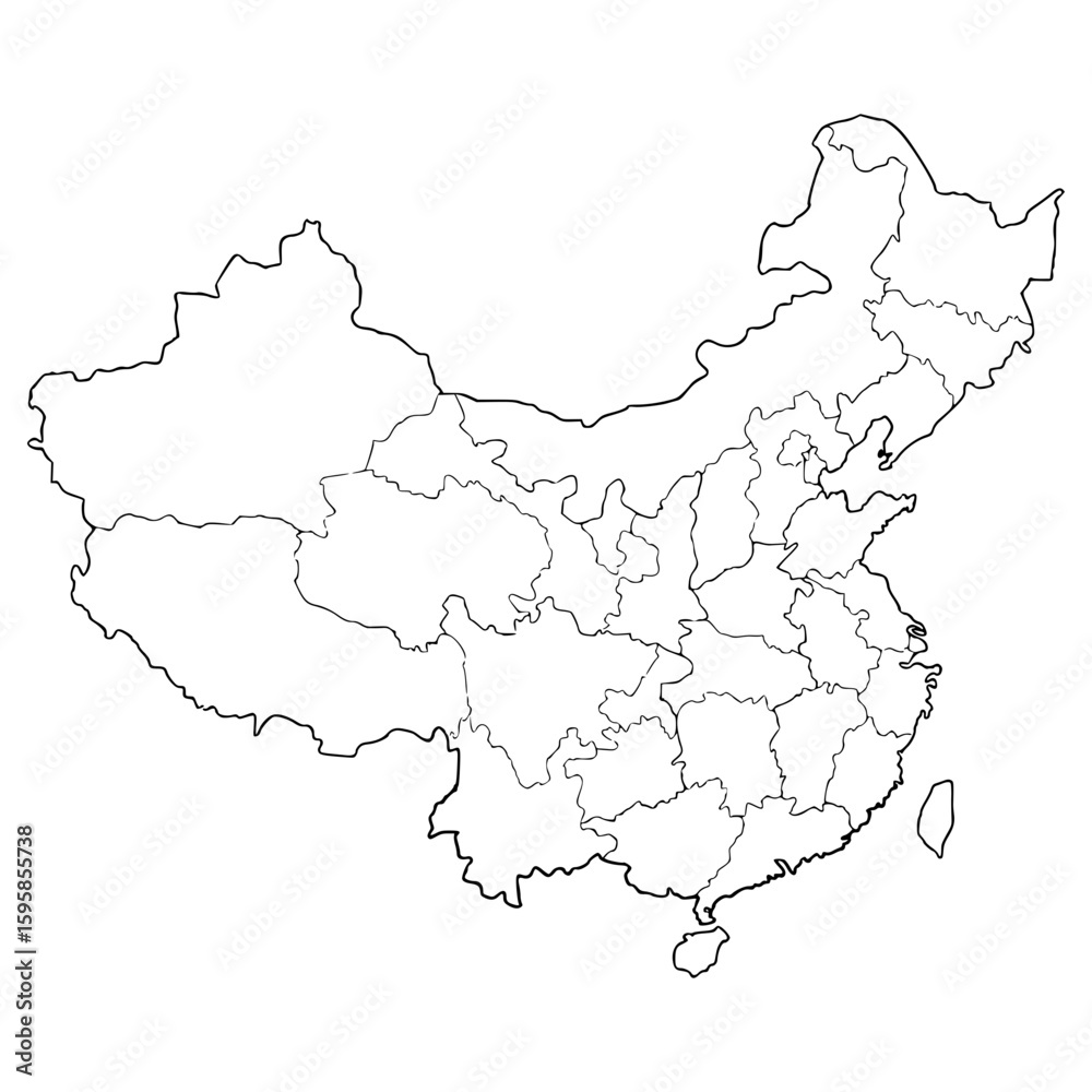 Obraz premium China map illustration hand drawn outline vector