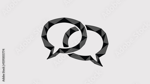 Overlapping speech bubbles formed by geometric shapes communicate and share ideas