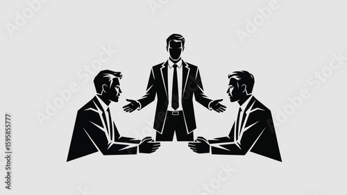 Business negotiations with a mediator or team leader facilitating the discussion