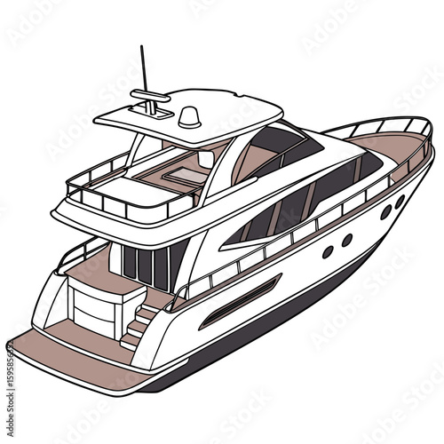 White luxury yacht with tan deck and dark windows boat watercraft