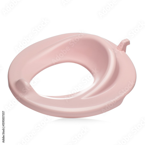 Pink toilet cover for children on a white background