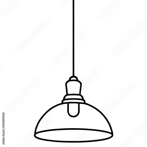 Simple line art drawing of a pendant light fixture with cord isolated on white background