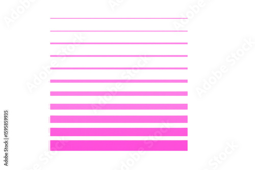 Set of pink horizontal lines gradually increasing in width on a transparent background, ideal for graphic design and creative projects