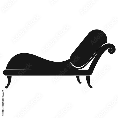 Elegant chaise lounge silhouette isolated on white background