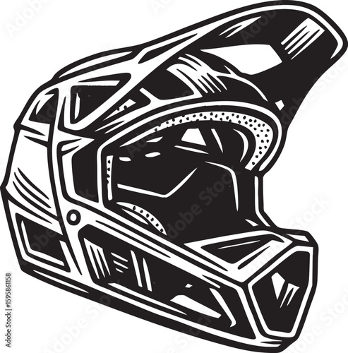 Full face mountain bike helmet vector sketch drawing
