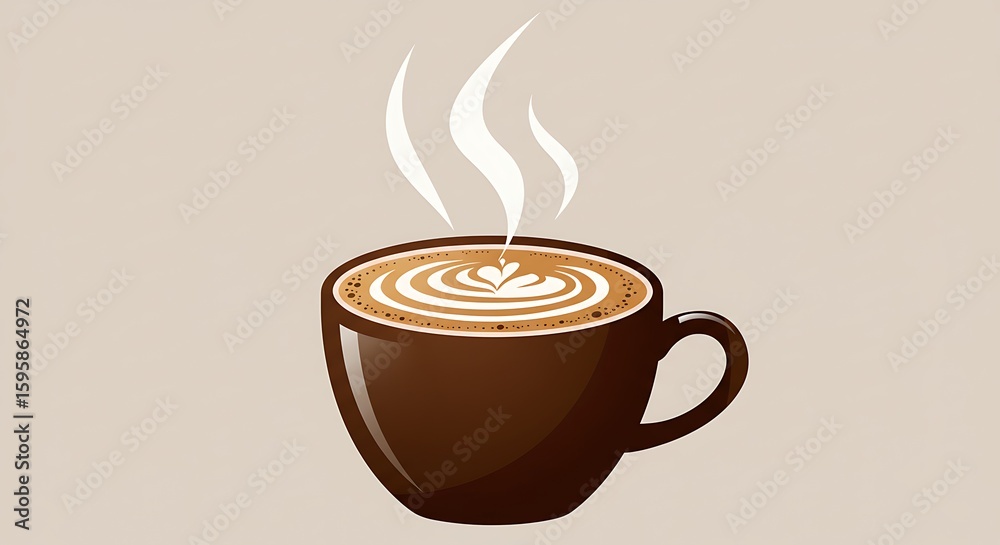 Obraz premium A simple, hand-drawn illustration of a steaming cup of coffee, perfect for a cozy morning or a cafe-themed design.