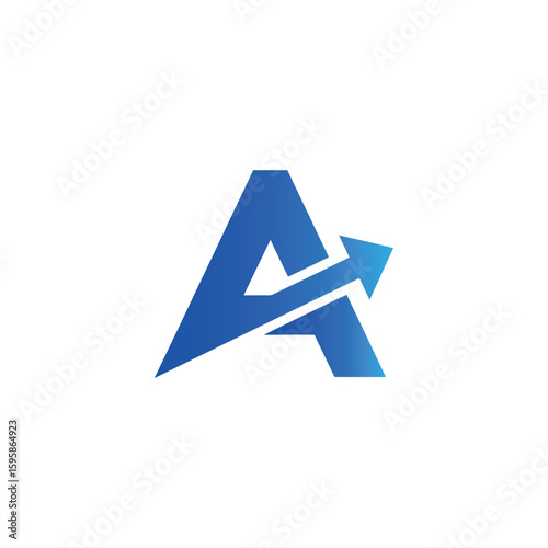 A dynamic letter 'A' logo with a modern, upward-sloping arrow, in a clean blue gradient. Symbolizes growth, progress, and forward momentum for any business.
