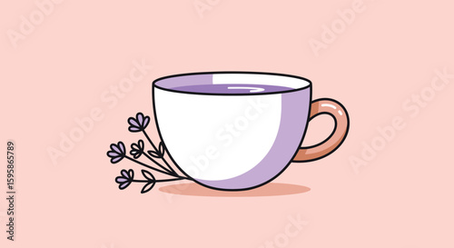 Cup of Lavender Tea Illustration