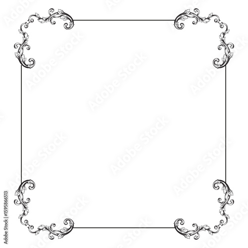 Border Frame Vintage Retro Ornamental Decorative. Isolated on white background. Vertical blank templates to decorate text. Greeting or wedding frames.