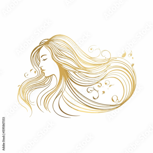 Golden Flowing Hair Luxury Spa Logo