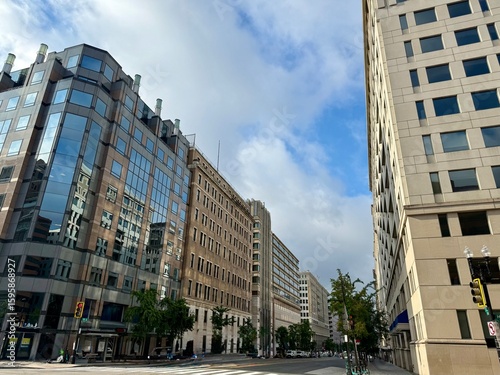 Cross-Section Snapshot in Washington DC: A vibrant moment in Washington DC capturing pedestrians, traffic, architecture, and movement—an authentic slice of daily urban city life.