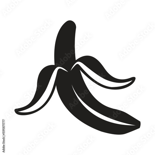 Silhouette vector of a peeled banana