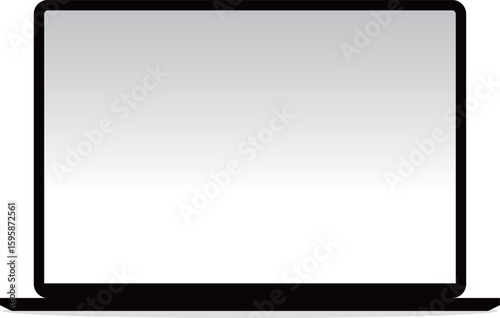 Laptop standing with soft shadow on white background