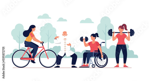 Diverse People Exercising in the Park