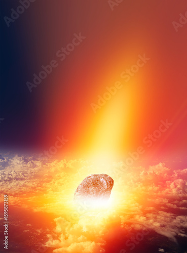 Fototapeta Naklejka Na Ścianę i Meble -  Attack of the asteroid (meteor) on the Earth 