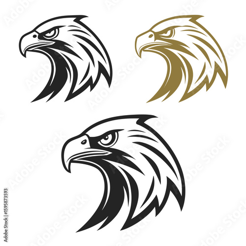 Eagle heads stylized graphic falcon hawk
