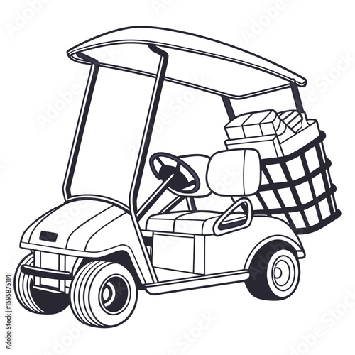 Golf cart with loaded basket vehicle transportation