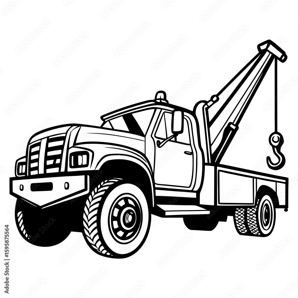 Naklejka premium Heavy duty tow truck with crane hook