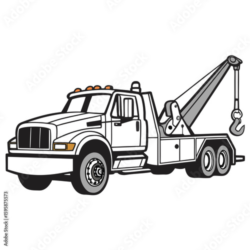 Heavy duty tow truck with hook and crane vehicle