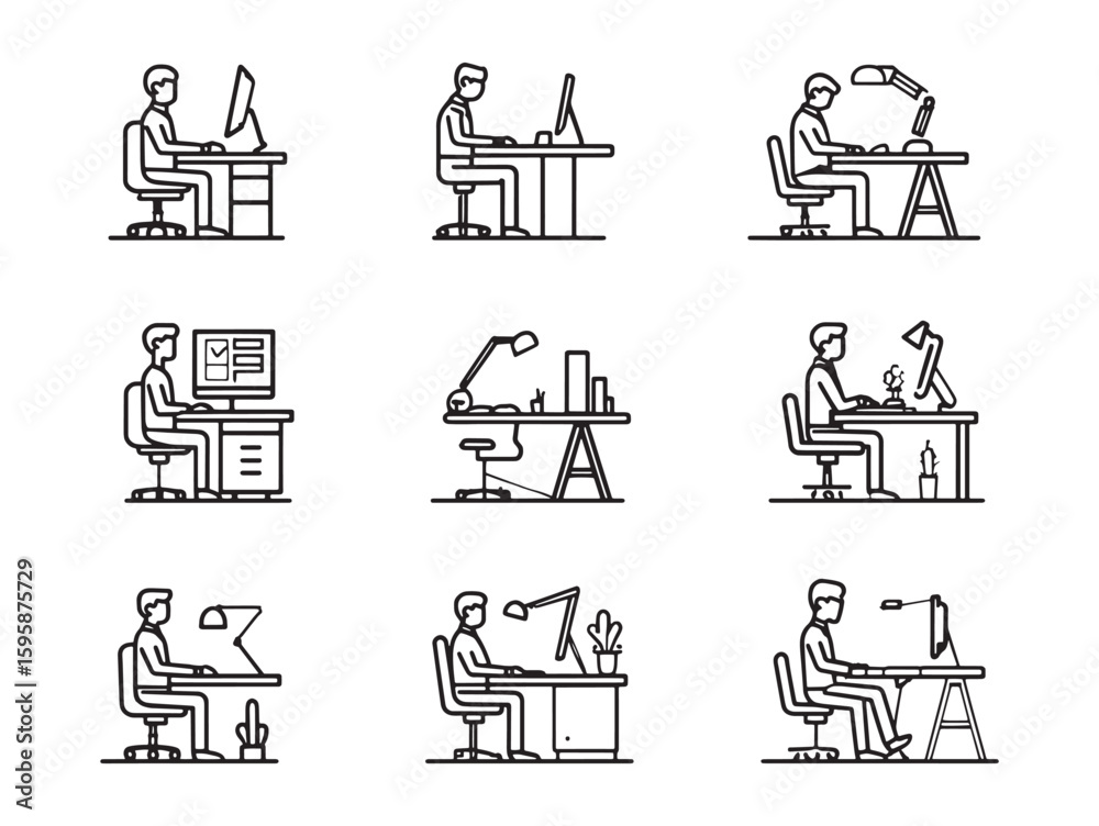 Naklejka premium Architect at Desk Planning Blueprints Crafting Modern Architecture