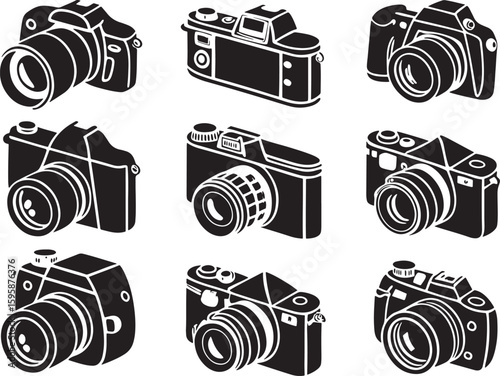 Camera Silhouette Vector Black Photography Icon for Logos, Stickers, and T-Shirt Designs