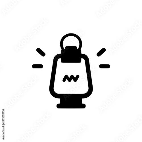 Classic lantern with a zigzag line, symbolizing electric shock, power, or unusual illumination.