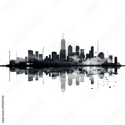Cityscape in Negative Space: Urban skyline created using negative space for a unique effect