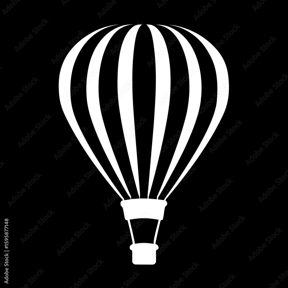 Fototapeta premium White balloon ascends against dark sky in simple monochrome design