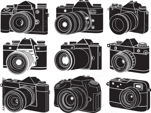 Camera Silhouette Vector Black Photography Icon for Logos, Stickers, and T-Shirt Designs